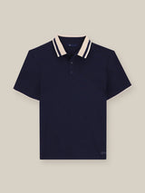 Polo col boutonné marine - IZAC