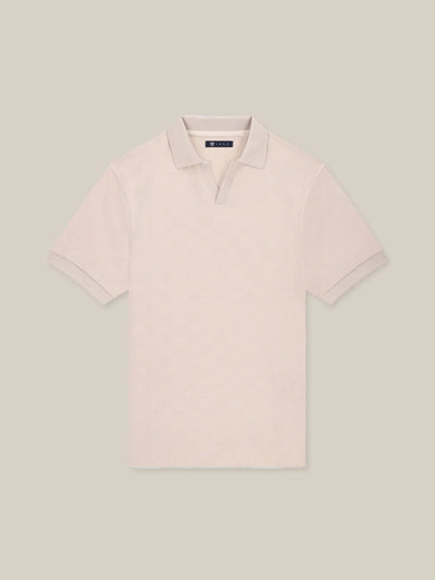 Polo col ouvert motif damier beige - IZAC