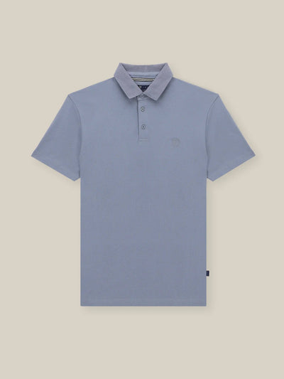 Polo boutonné piqué bleu gris - IZAC