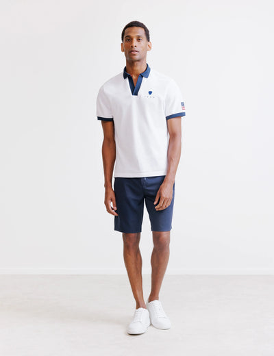 White pique polo shirt