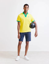 Yellow pique polo shirt