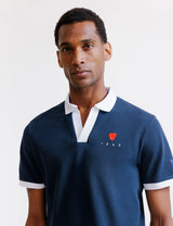 Navy pique polo shirt