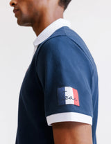 Navy pique polo shirt