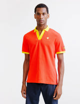 Red pique polo shirt