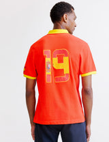 Red pique polo shirt