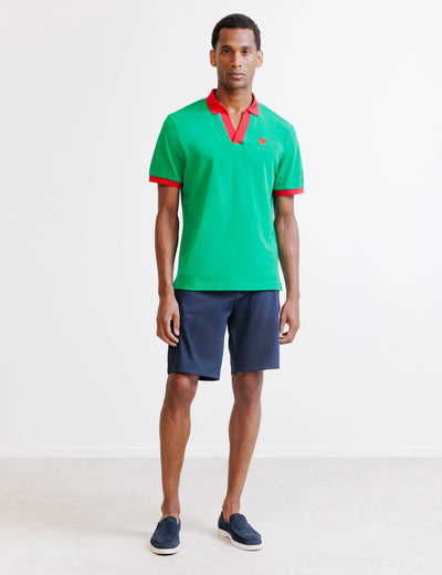 Green pique polo shirt
