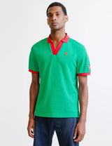 Green pique polo shirt
