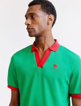 Green pique polo shirt