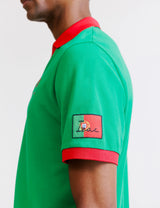 Green pique polo shirt