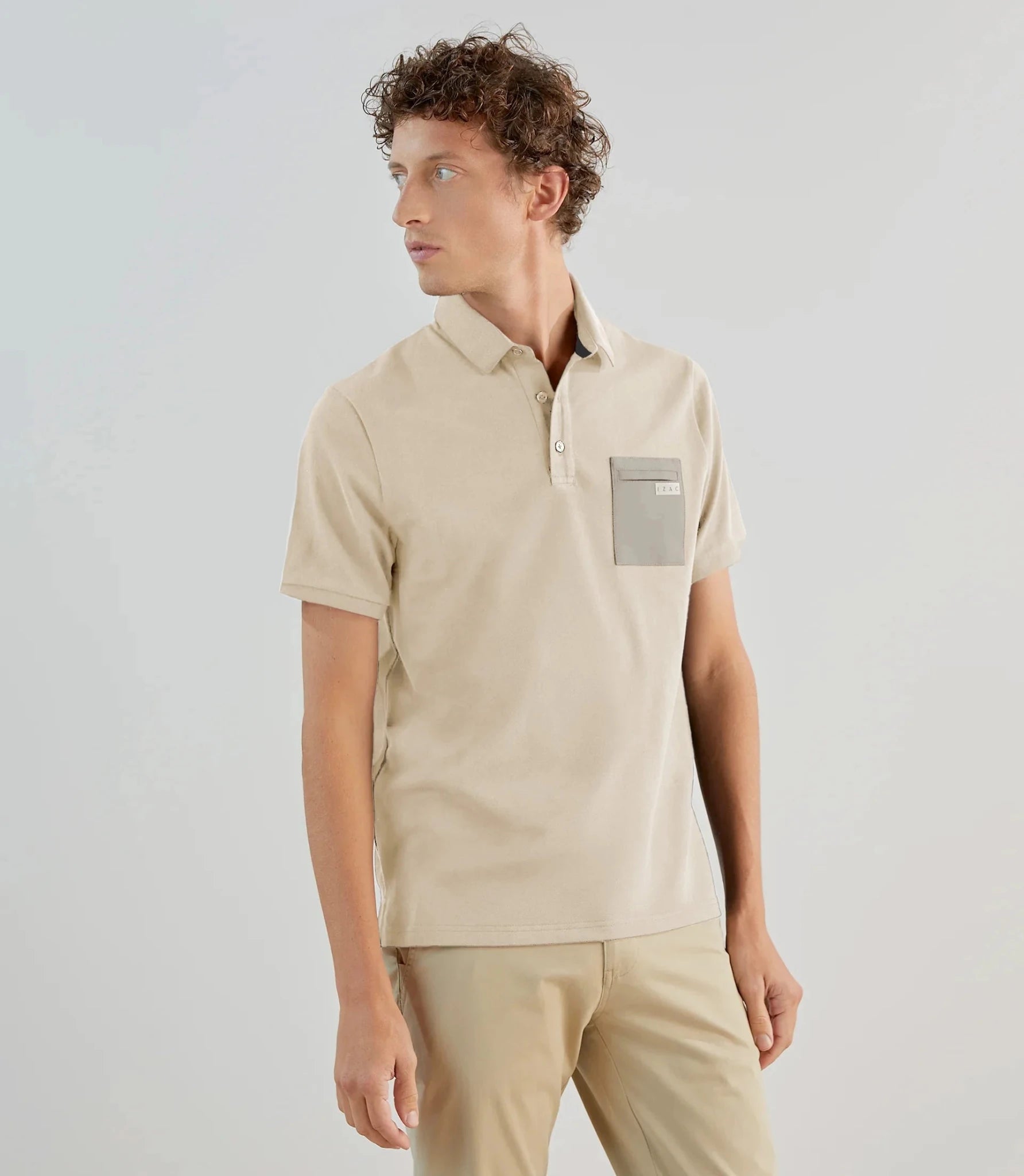 Polo piqué à manches courtes beige - IZAC