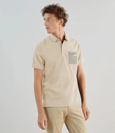 Polo piqué à manches courtes beige - IZAC