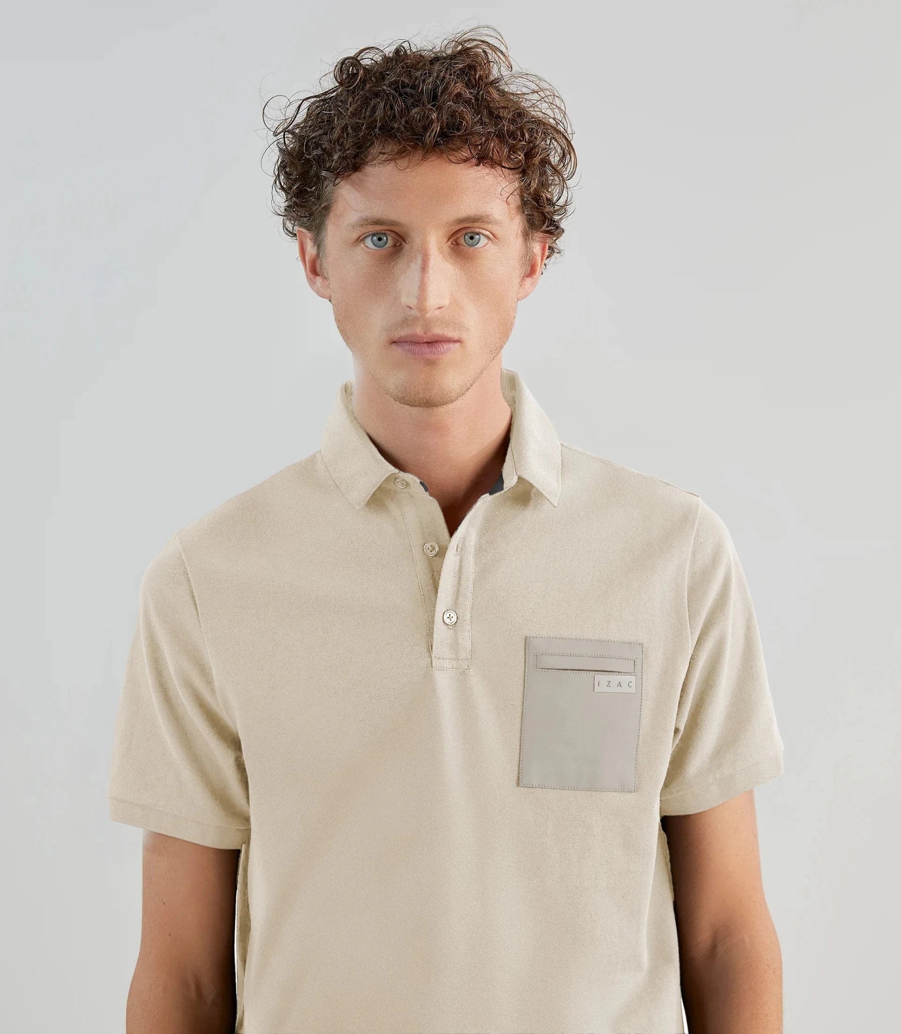 Polo piqué à manches courtes beige - IZAC