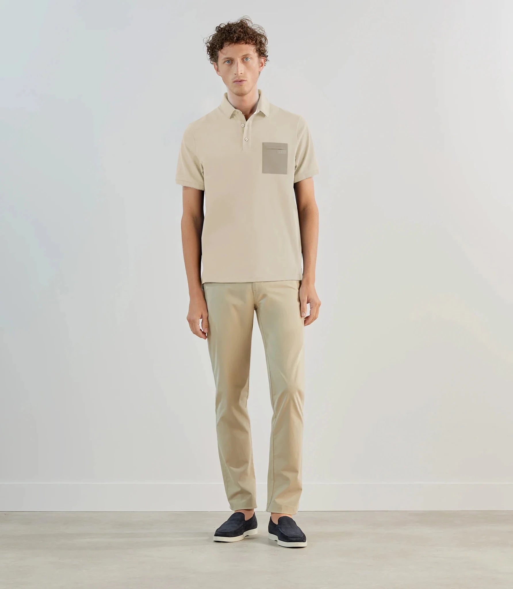 Polo piqué à manches courtes beige - IZAC