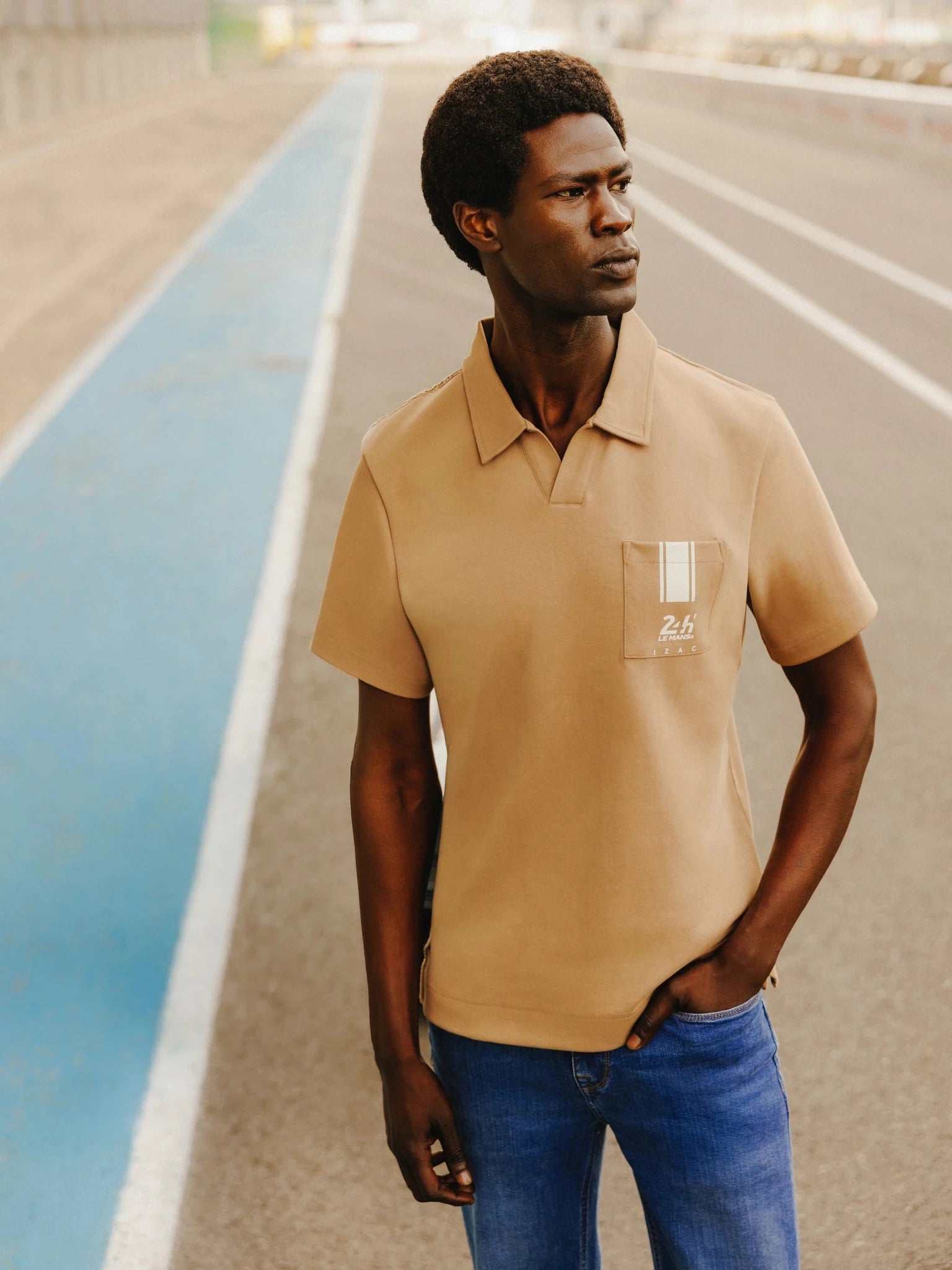 Polo col ouvert camel 24h Le Mans - IZAC
