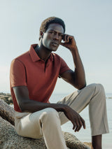 Burgundy red pique polo shirt