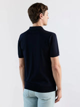 Polo col ouvert en maille marine