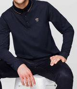 Navy jacquard polo shirt