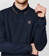 Navy jacquard polo shirt