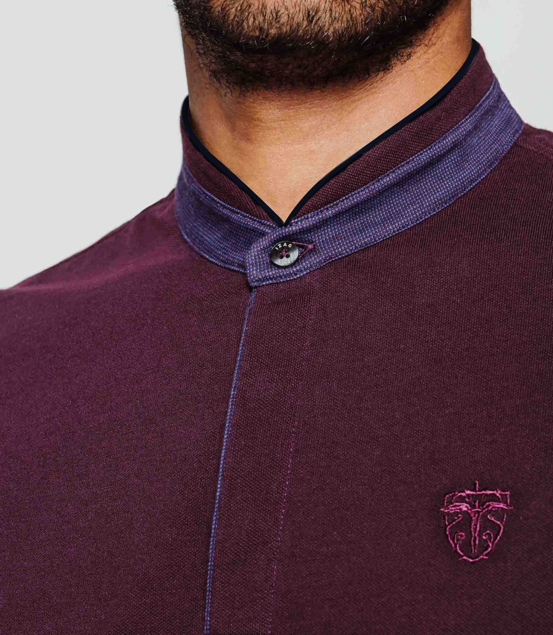 Eggplant cotton polo shirt