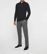 Navy long sleeve knit polo shirt NEIL