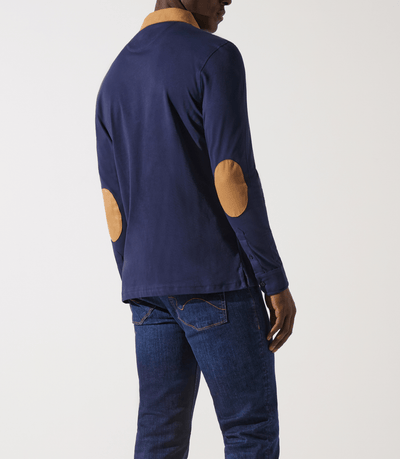 Polo manches longues à coudière marine GARA - IZAC