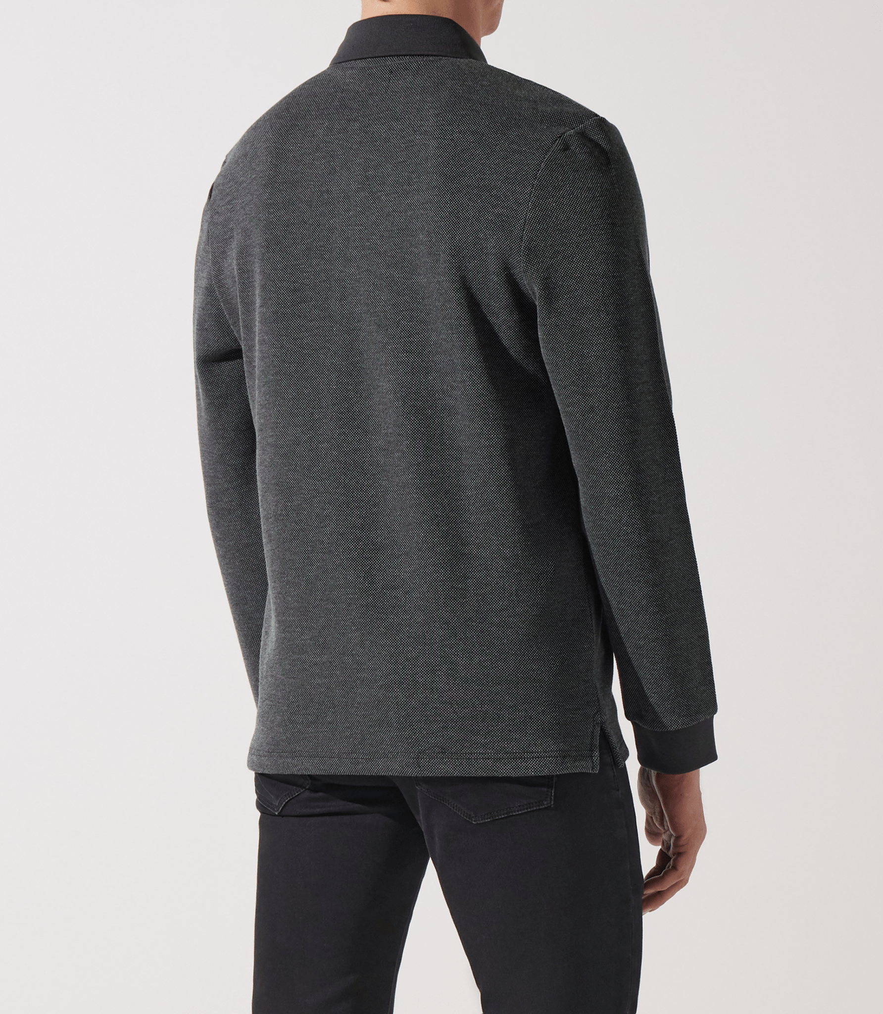 Polo manche longue piqué chiné anthracite GIPIQUE - IZAC