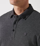 Polo manche longue piqué chiné anthracite GIPIQUE - IZAC