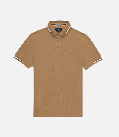 Polo col rayé manches courtes beige GREGORY - IZAC