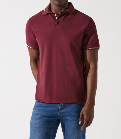 Polo col rayé manches courtes bordeaux GREGORY - IZAC