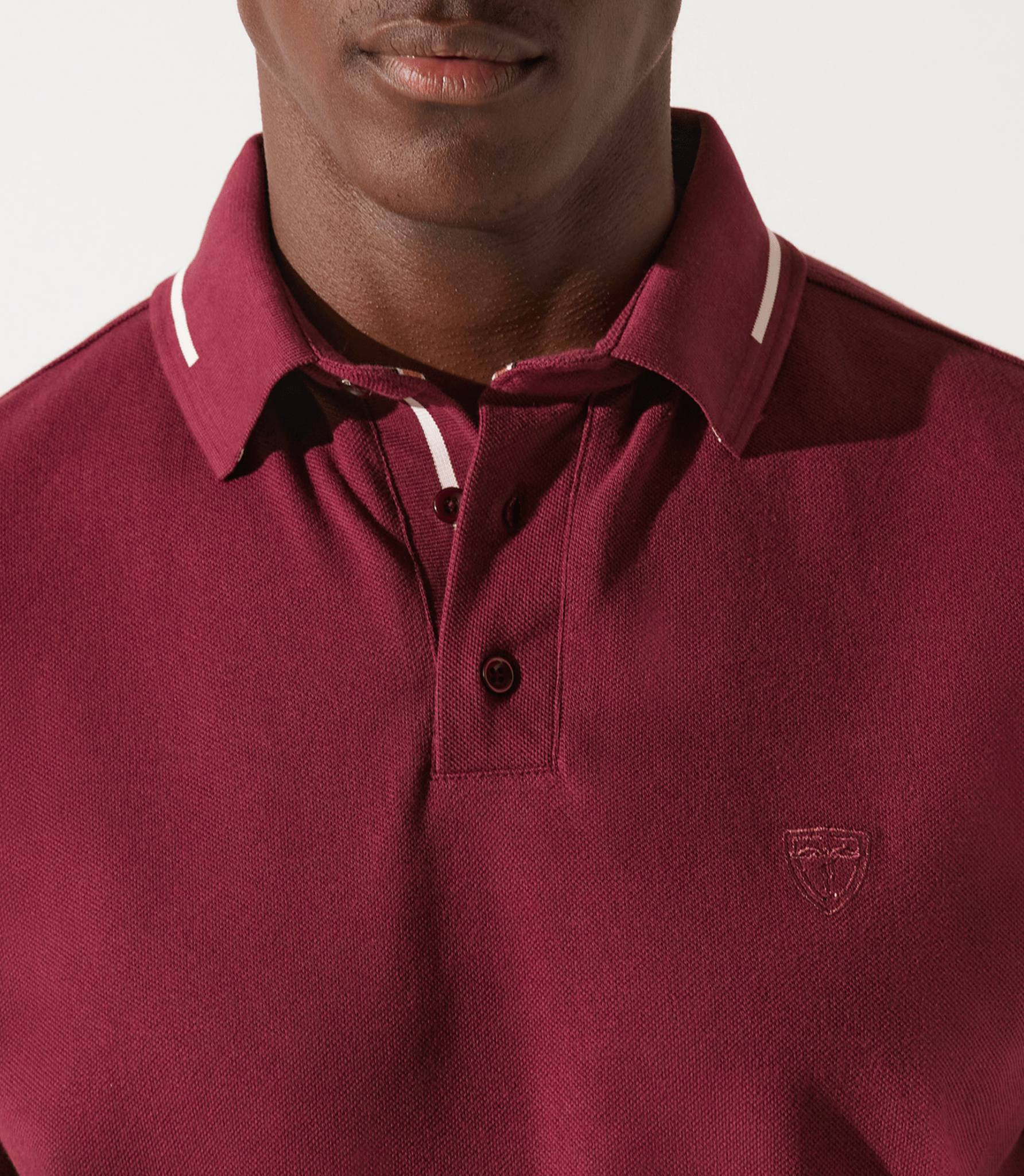 Polo col rayé manches courtes bordeaux GREGORY - IZAC