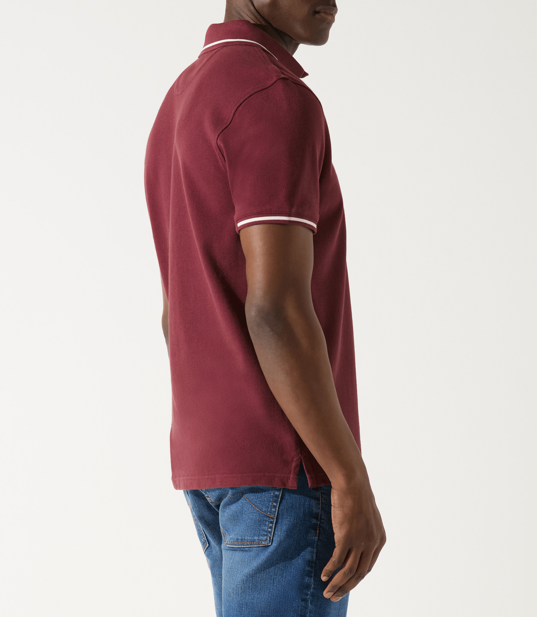 Polo col rayé manches courtes bordeaux GREGORY - IZAC