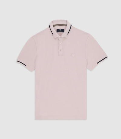 Polo col rayé manches courtes rose vieilli GREGORY - IZAC