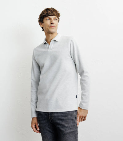 Polo col ouvert manches longues gris chine - IZAC