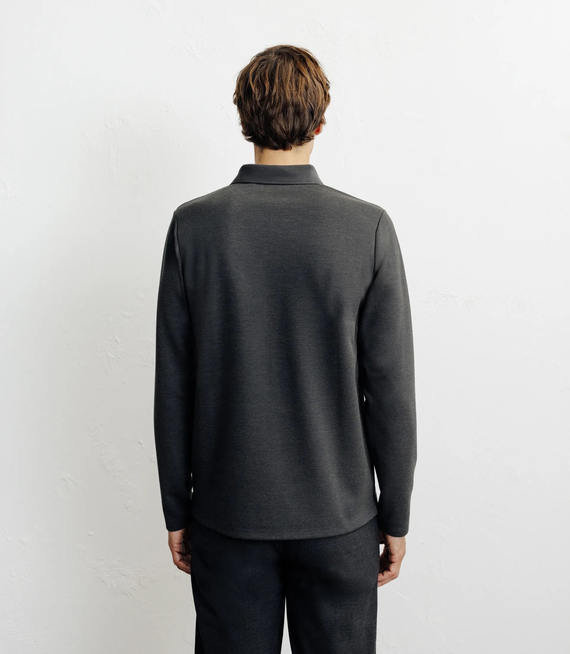 Polo col ouvert manches longues kaki - IZAC