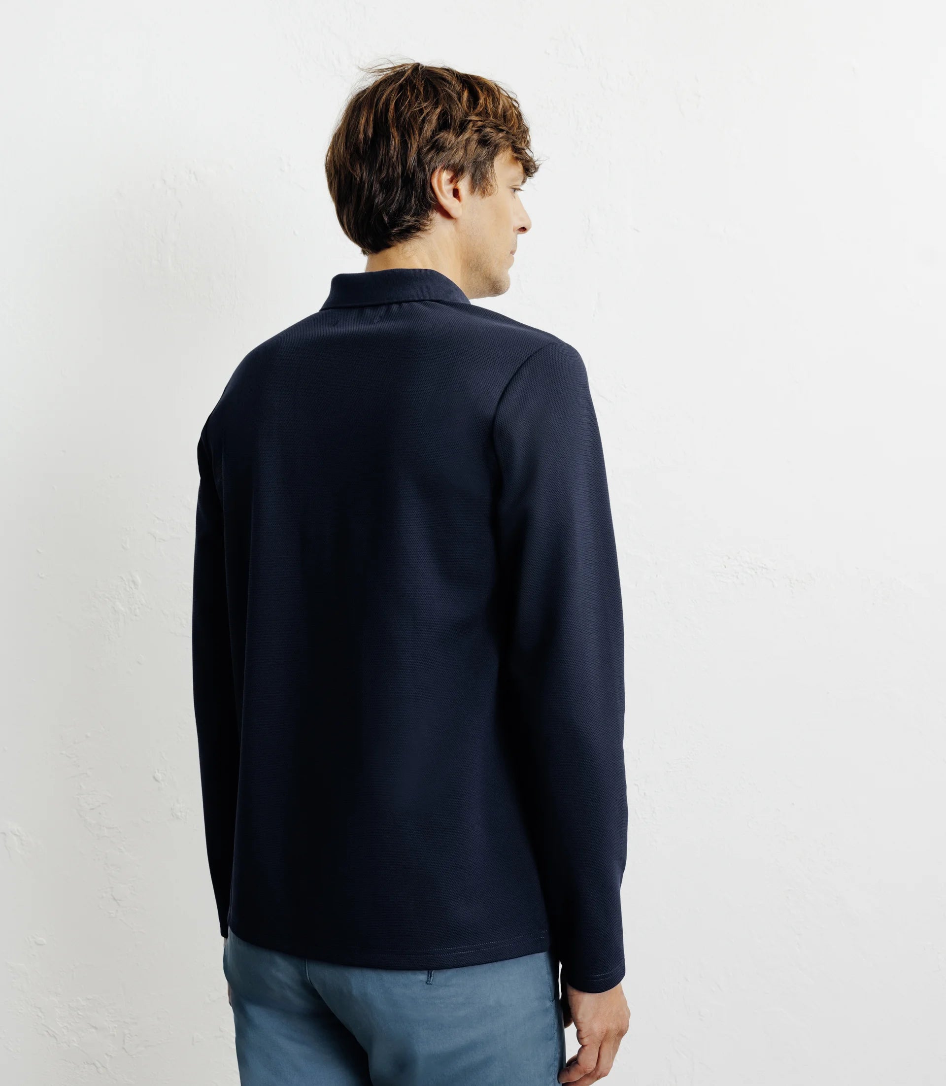 Polo col ouvert manches longues marine - IZAC