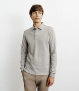 Polo boutonné en maille beige - IZAC