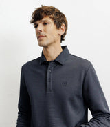 Polo boutonné en maille marine - IZAC