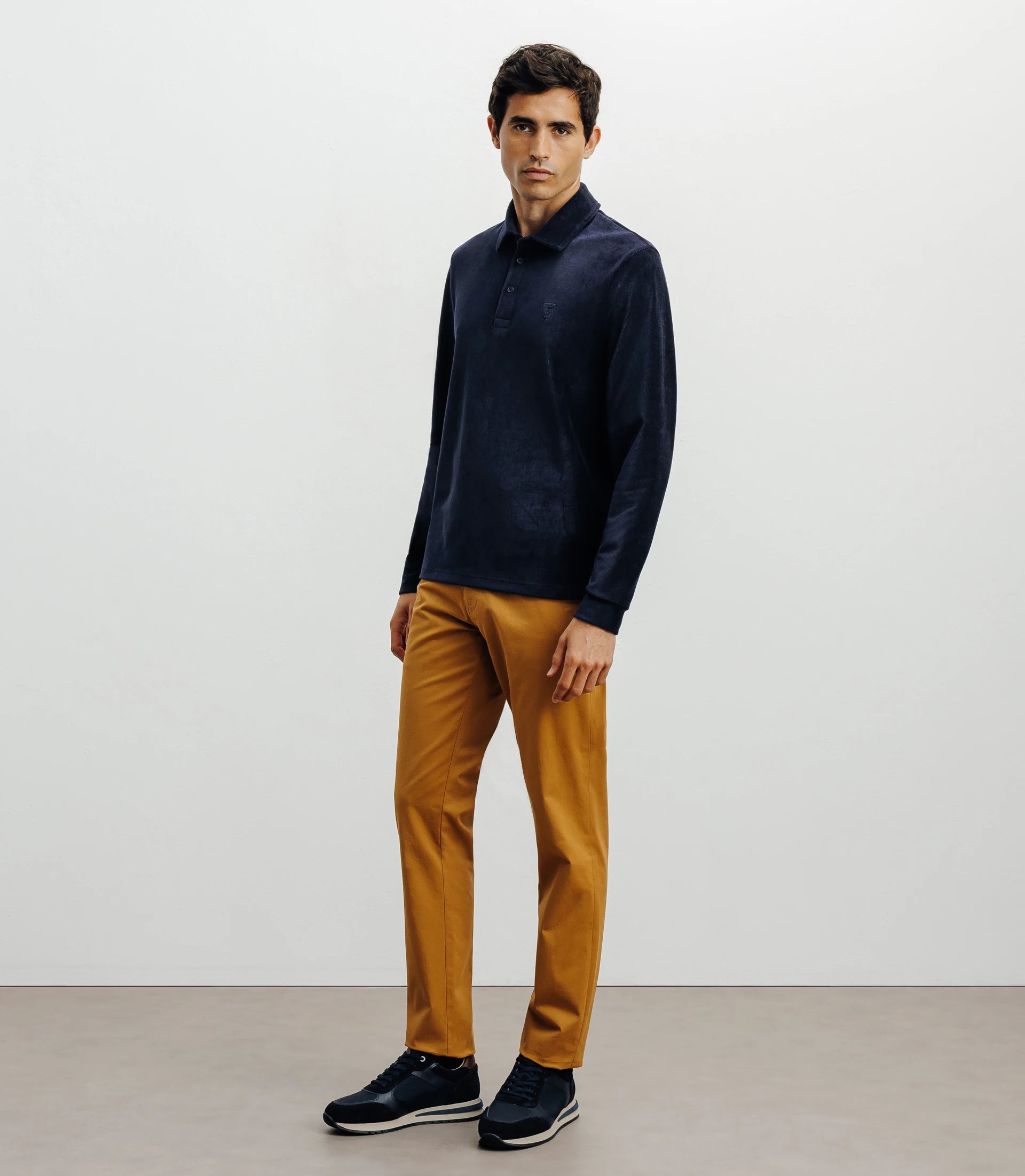 Polo boutonné manches longues marine - IZAC