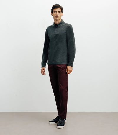 Polo boutonné manches longues anthracite - IZAC