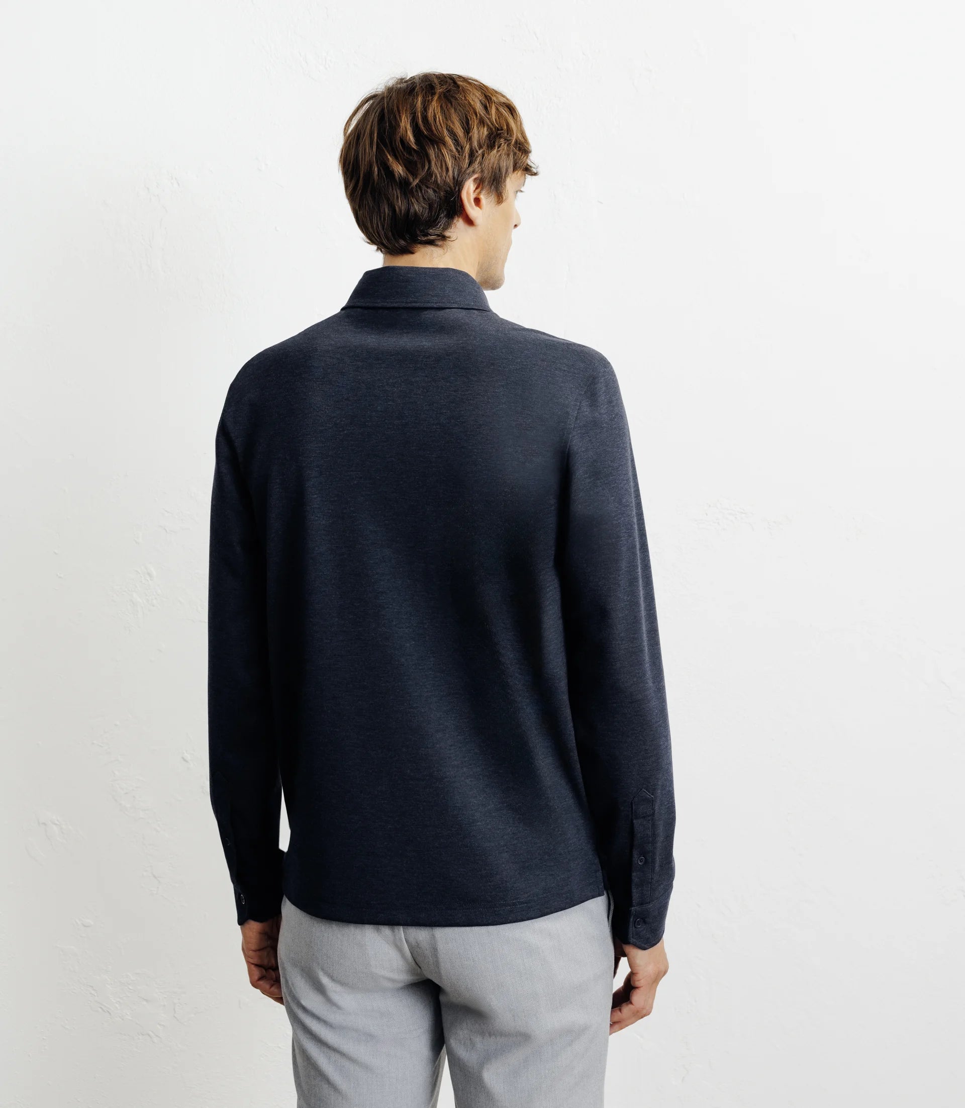 Polo boutonné manches longues marine - IZAC