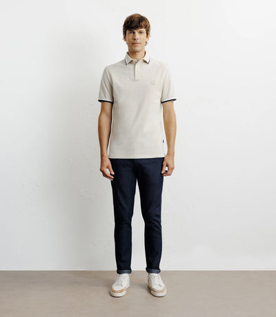 Polo piqué boutonné beige - IZAC