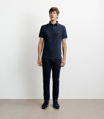Polo piqué boutonné marine - IZAC
