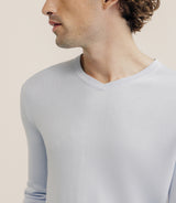 Pull col V manches longues bleu ciel