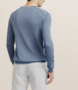Pull col V manches longues bleu gris