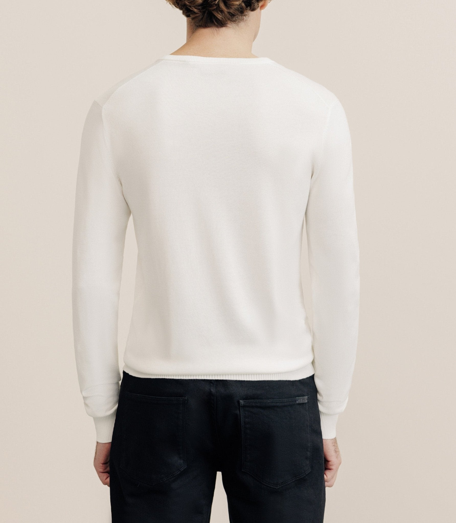 Pull col V manches longues écru - IZAC