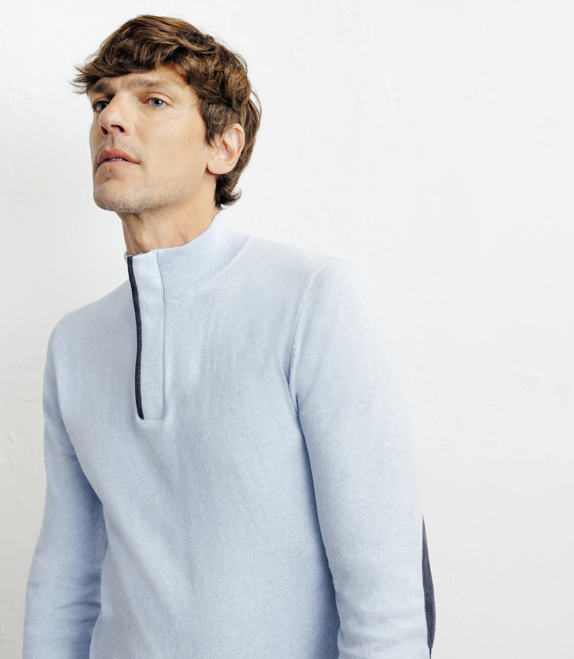 Pull col montant demi zippé bleu ciel - IZAC