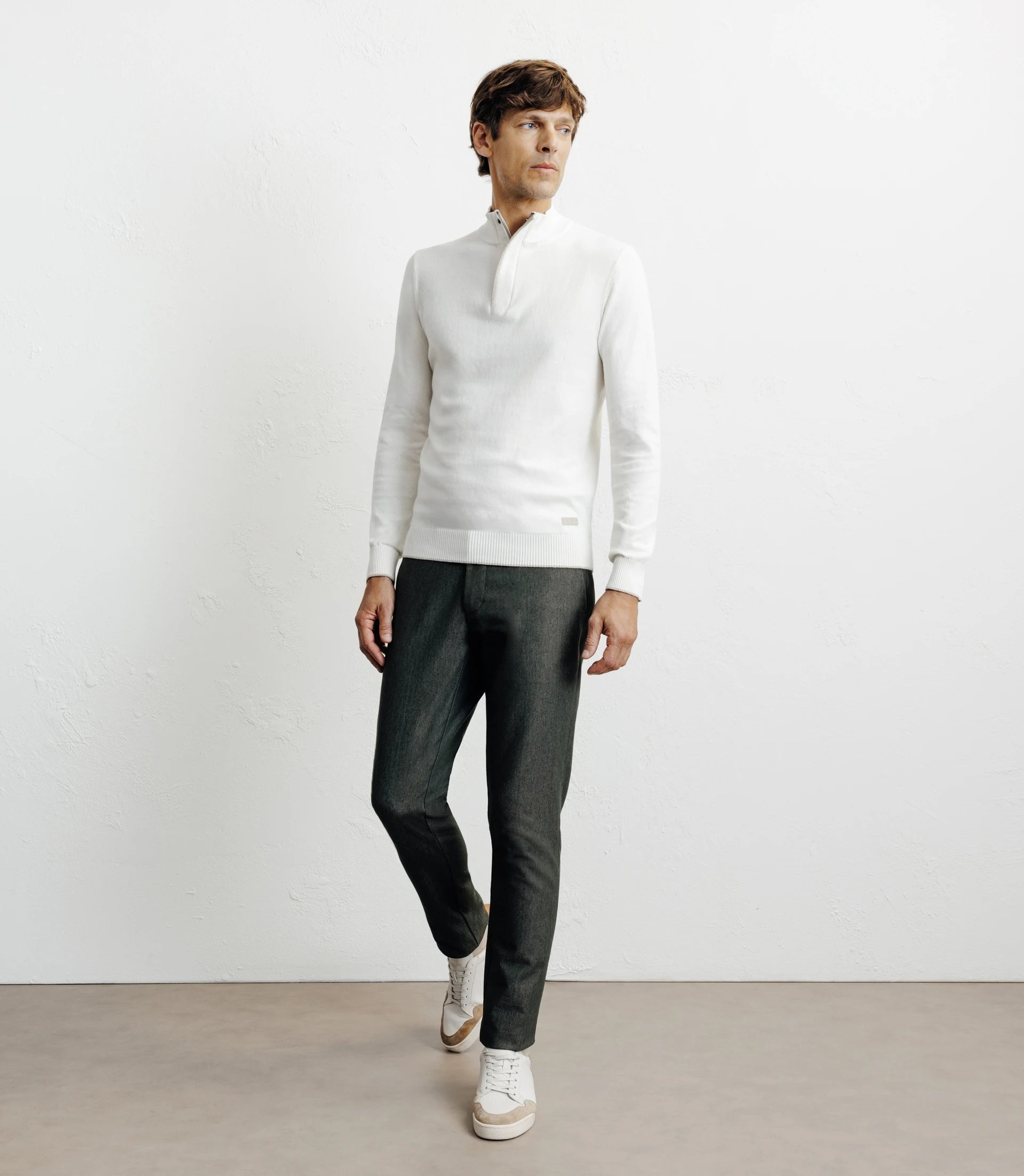 Pull col montant demi zippé écru - IZAC