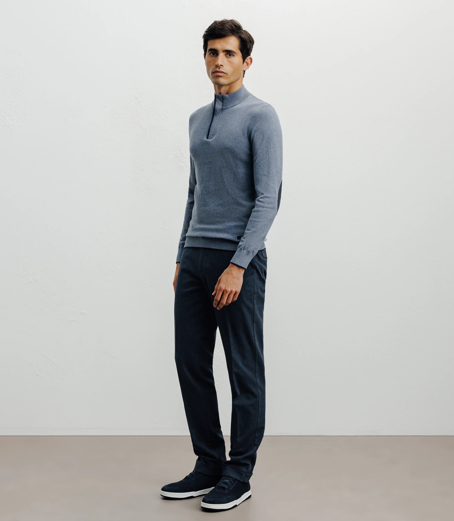 Pull col montant demi zippé indigo - IZAC