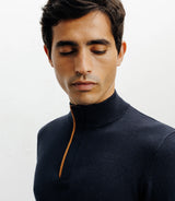 Pull col montant demi zippé marine - IZAC