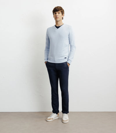 Pull col V bleu ciel - IZAC